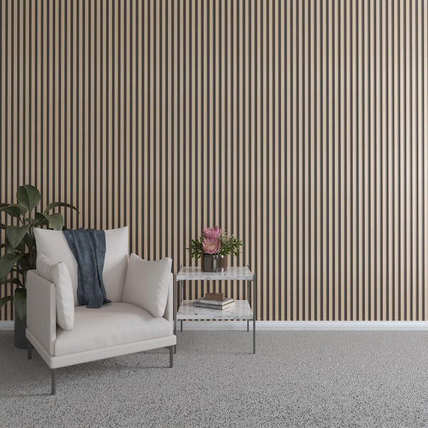 Ekena Millwork 94H x 1/4T Adjustable Wood Slat Wall Panel Kit w/ 1W Slats, Hickory contains 42 Slats SWW84X94X0250HI - main